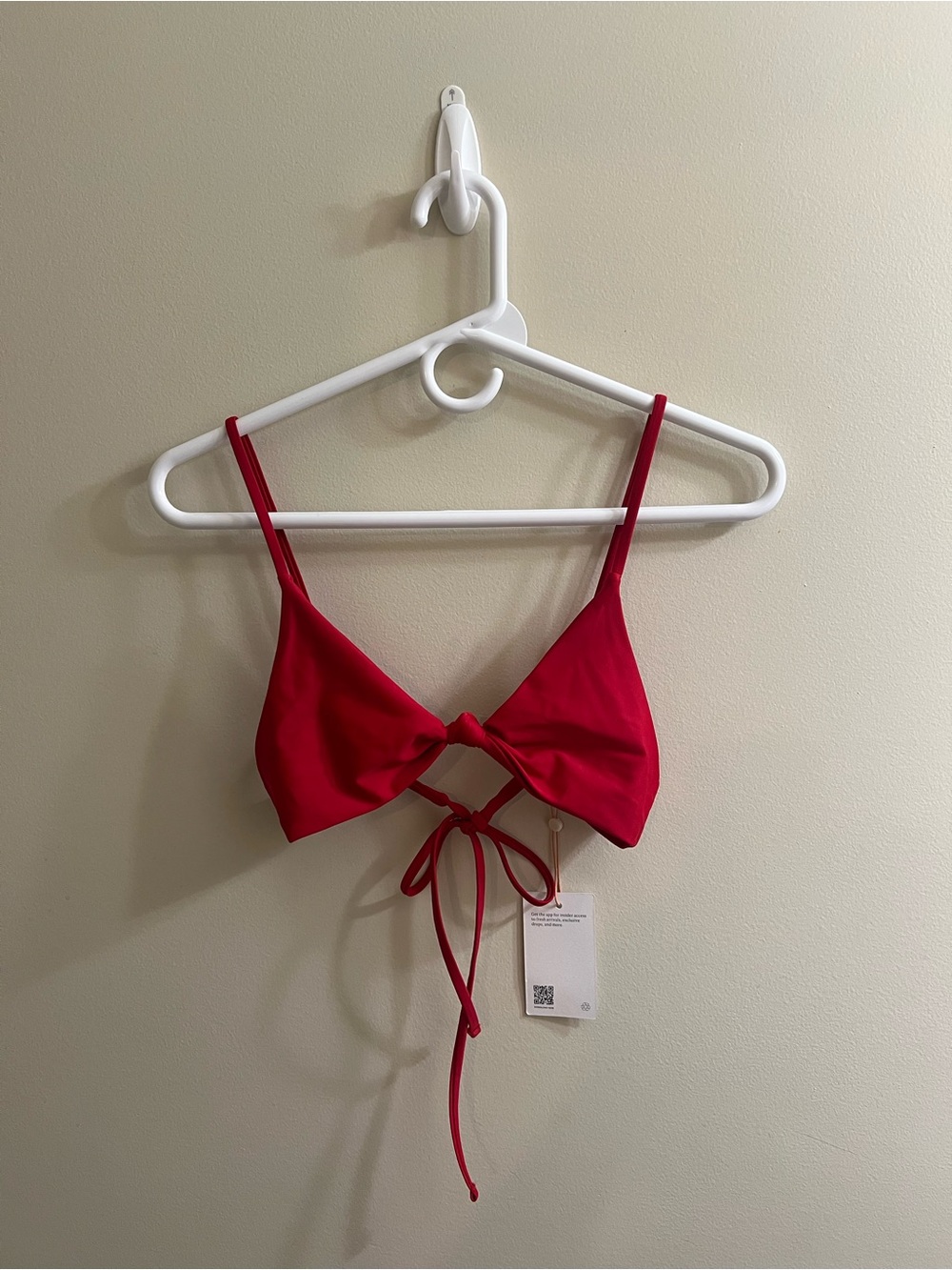 Quince Italian Knotted Triangle Top Cherry Red Small NWT